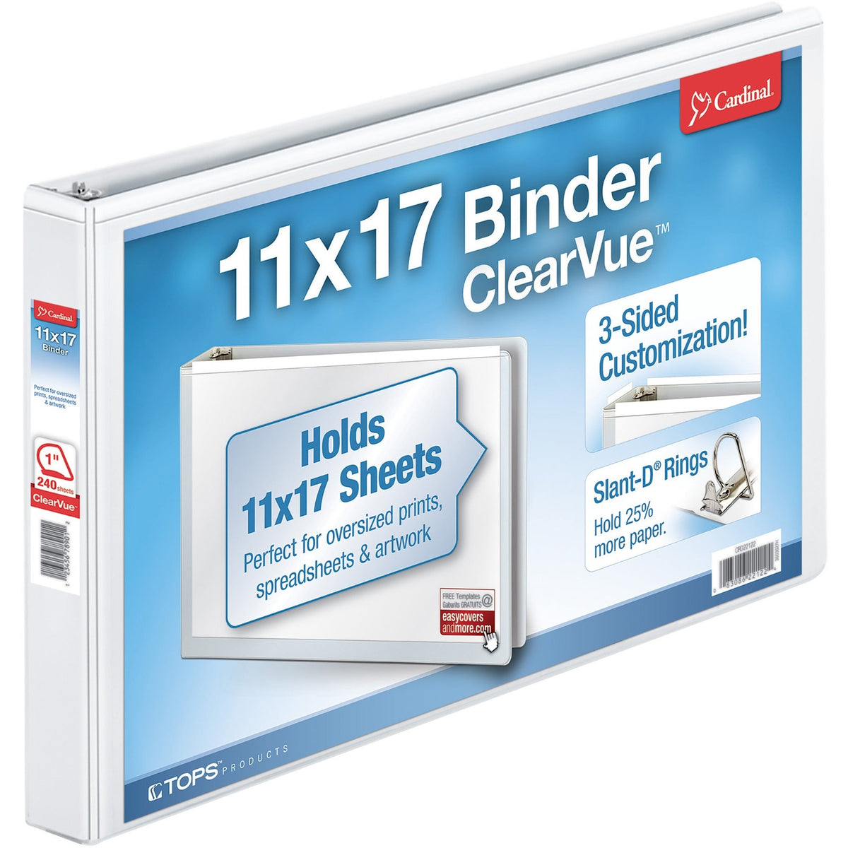 Cardinal® ClearVue Overlay Tabloid D-Ring Binder - 2000