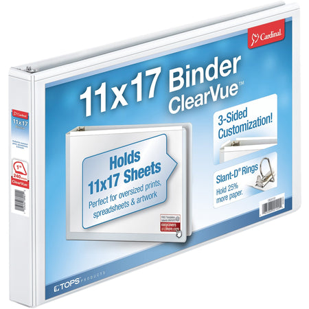 Cardinal® ClearVue Overlay Tabloid D-Ring Binder - 2000