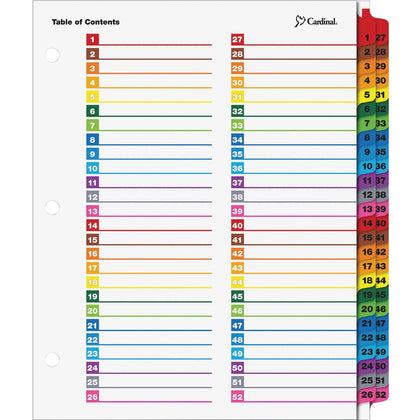 Cardinal® OneStep Printable Dividers: 52 Multicolor Tabs Letter Size 3-Hole Punched - Index Divider