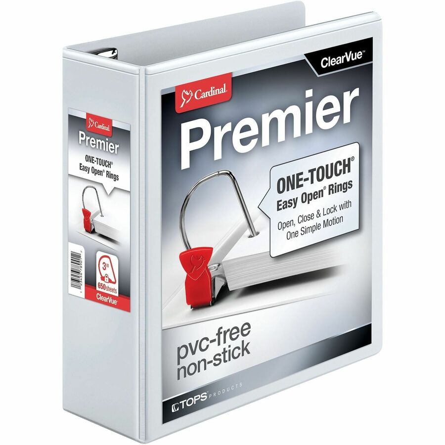 Cardinal® Premier ONE-TOUCH® Easy Open® Locking Slant-D® Rings Binder - Left
