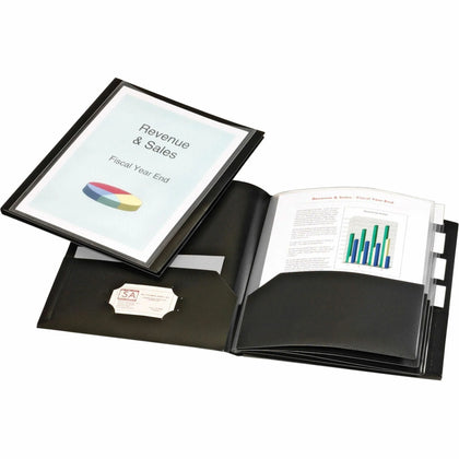 Cardinal® ReportPro Letter Pocket Folder: 200-Sheet Capacity Polypropylene Black - Report Covers