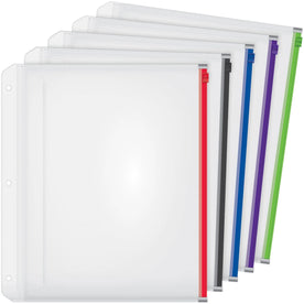 Cardinal® Zipper Binder Pockets: 0.50’’ Capacity 100 Sheet Letter Size 3-Hole Ring Assorted Colors Poly 5/Pack - Pockets