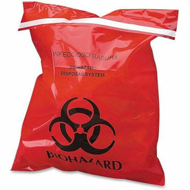 CareTek Stick-On Biohazard Infectious Waste Bags - 10’’ Length x 9’’ Width 2 mil (51 Micron) Thickness - Red - 100