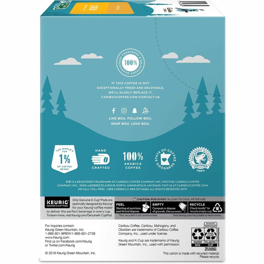 Caribou Coffee® K-Cup Daybreak Coffee - Compatible with Keurig Brewer - Regular - Light/Mild - 24 / Box