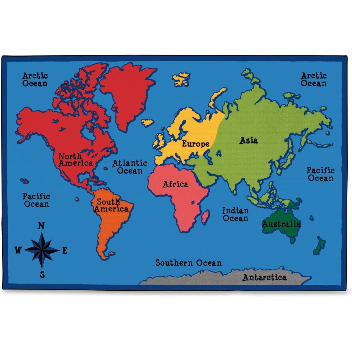 Carpets for Kids® KID$Value Plus™ World Map Rug - 12 ft x 96’’ - Assorted - Rugs & Mats