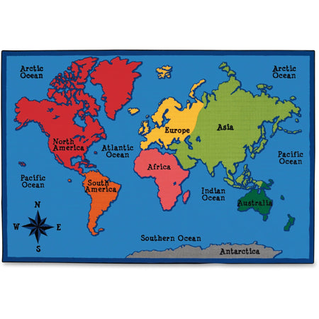 Carpets for Kids® KID$Value Plus™ World Map Rug - 12 ft x 96’’ - Assorted - Rugs & Mats