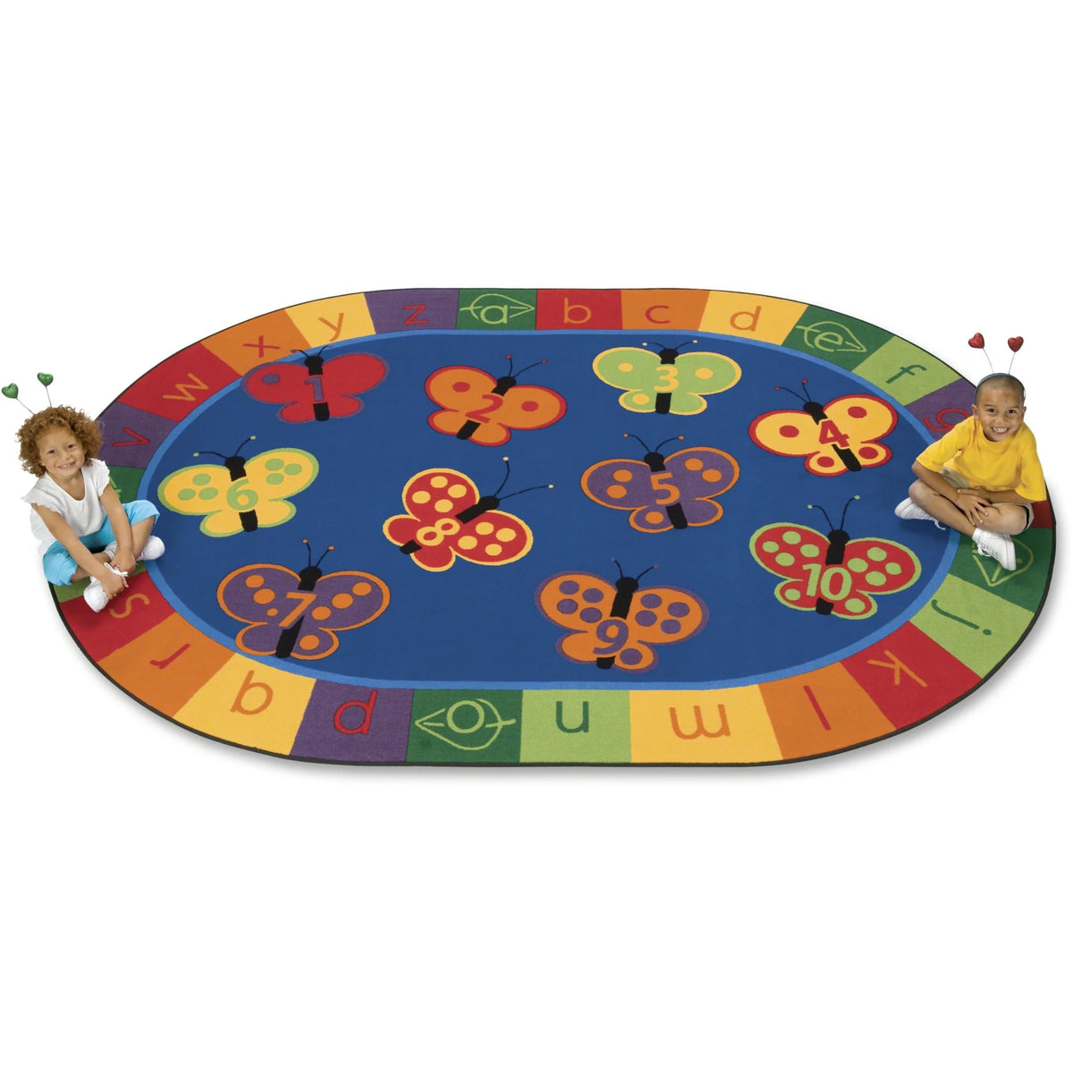 Carpets for Kids® KIDSoft™ Butterfly Fun Oval Rug - Educational Alphabet & Number Design - Rugs Mats