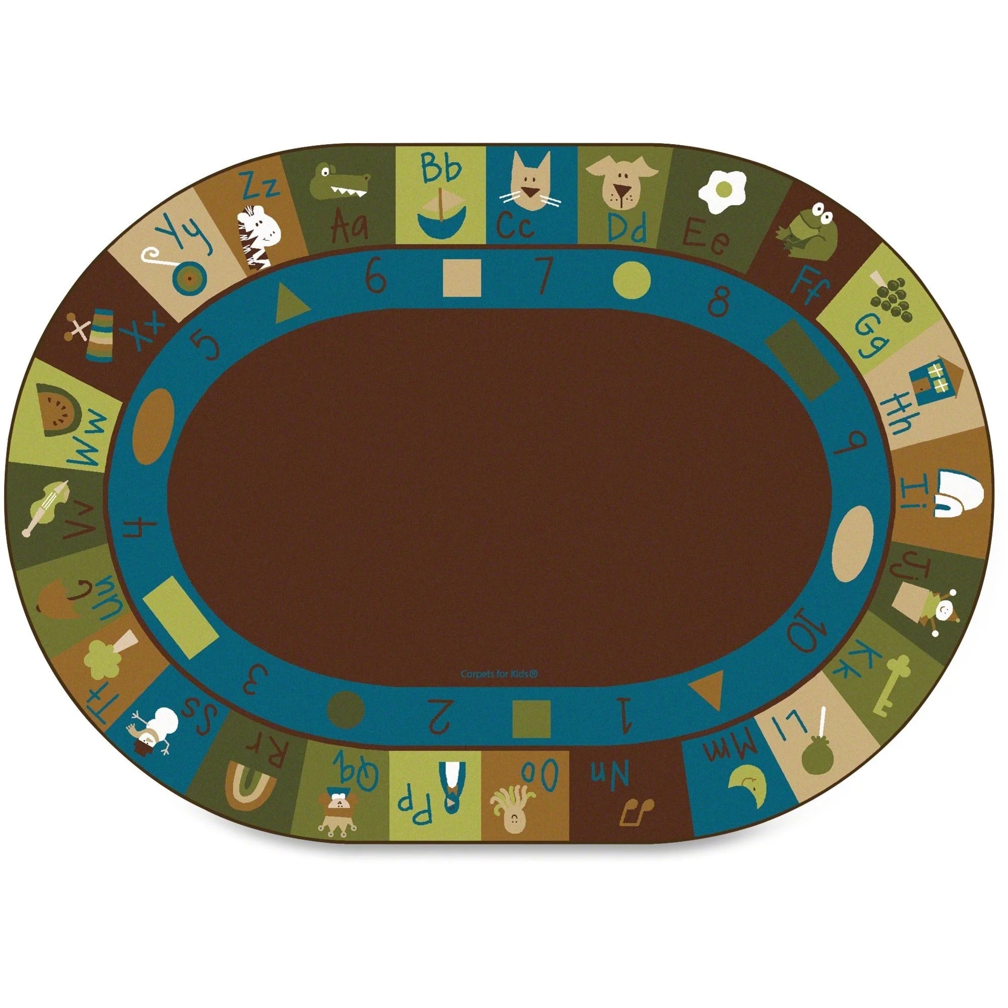 Carpets for Kids® Premium Learning Blocks Nature Oval Rug - Educational Design - Rugs & Mats