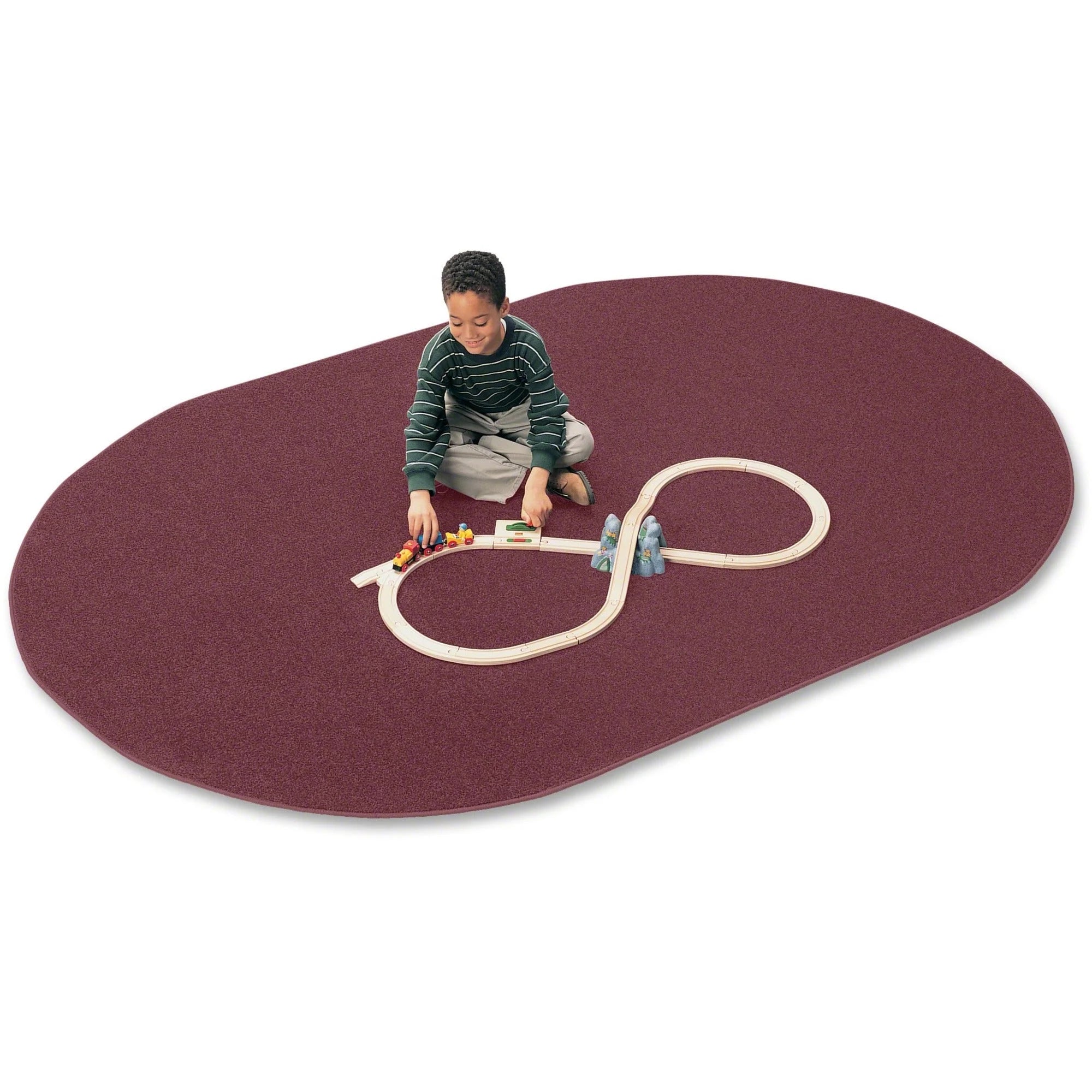 Carpets for Kids® Solid Color Mt. St. Helens Oval Rug - Cranberry Nylon - Rugs & Mats