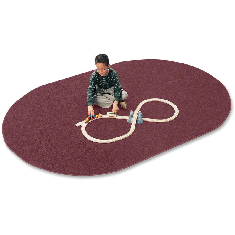 Carpets for Kids® Solid Color Mt. St. Helens Oval Rug - Cranberry Nylon - Rugs & Mats