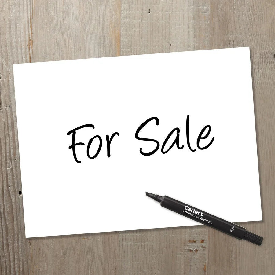 Carter’s Large Desk-Style Permanent Markers - Bold Black Ink - Pack of 12 - & Dry-Erase
