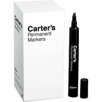 Carter’s Large Desk-Style Permanent Markers - Bold Black Ink - Pack of 12 - & Dry-Erase