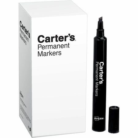 Carter’s Large Desk-Style Permanent Markers - Bold Black Ink - Pack of 12 - & Dry-Erase