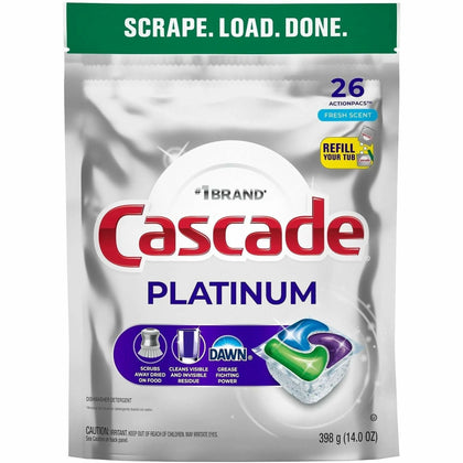 Cascade Platinum ActionPacs: Glassware & Dish Dishwasher Pods - 26 Count - Dish/Dishwasher Detergents