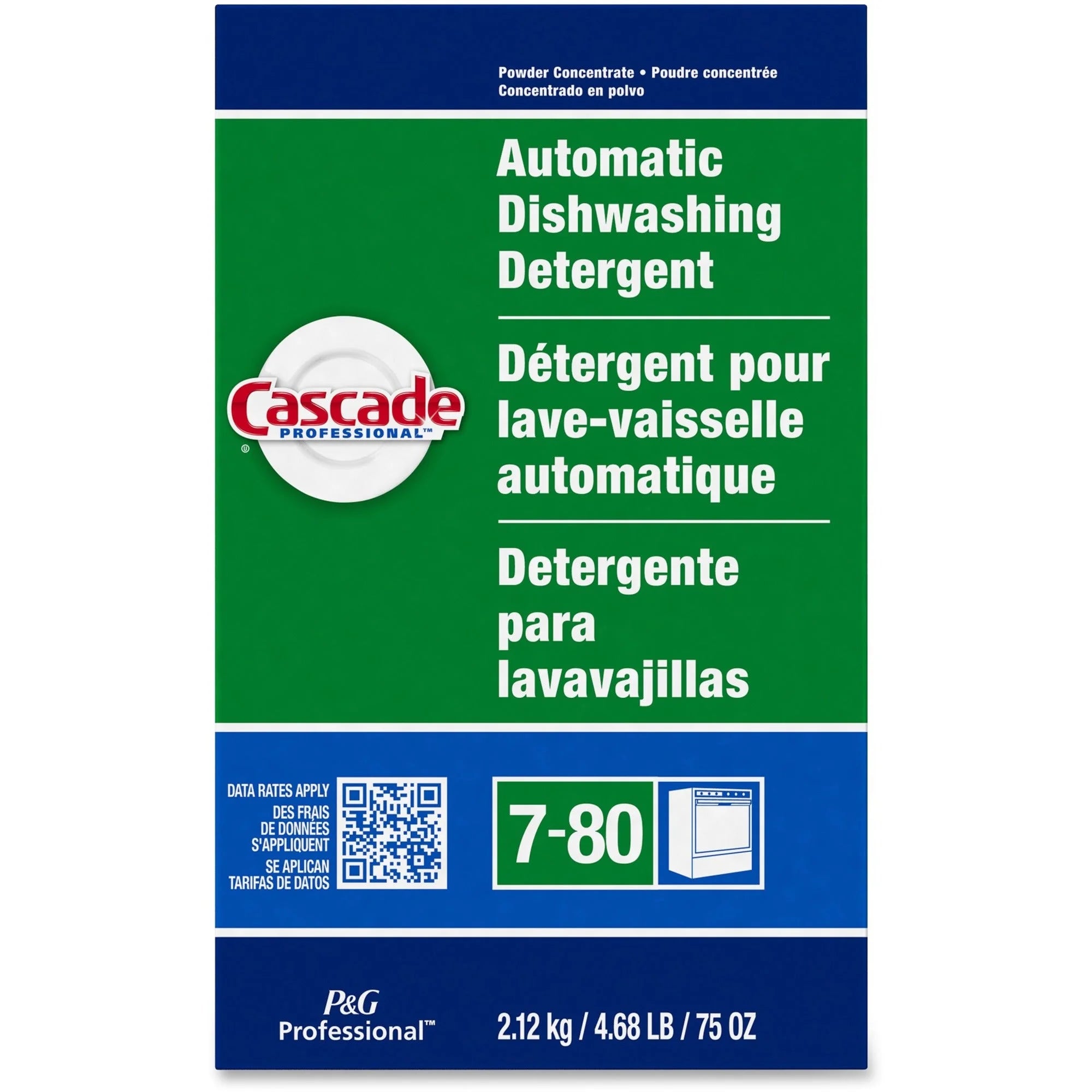 Cascade Professional Dishwasher Detergent Powder - Fresh Scent - 75 oz - Phosphate-free - 7/Carton - Dish/Dishwasher