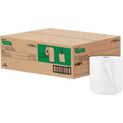 Cascades PRO Perform Tandem Paper Towel - 1 Ply - White - 6 Rolls - 6/Carton - Towels