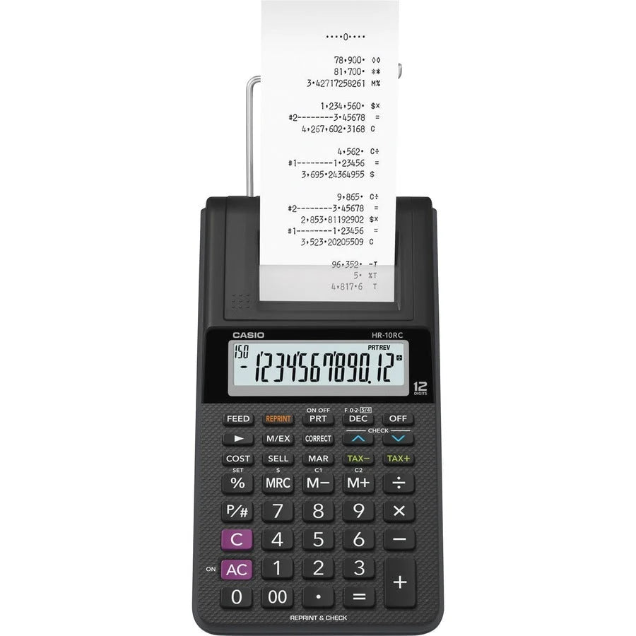 Casio HR-10RC Printing Calculator: Portable 12-Digit Battery-Powered Device - Calculators