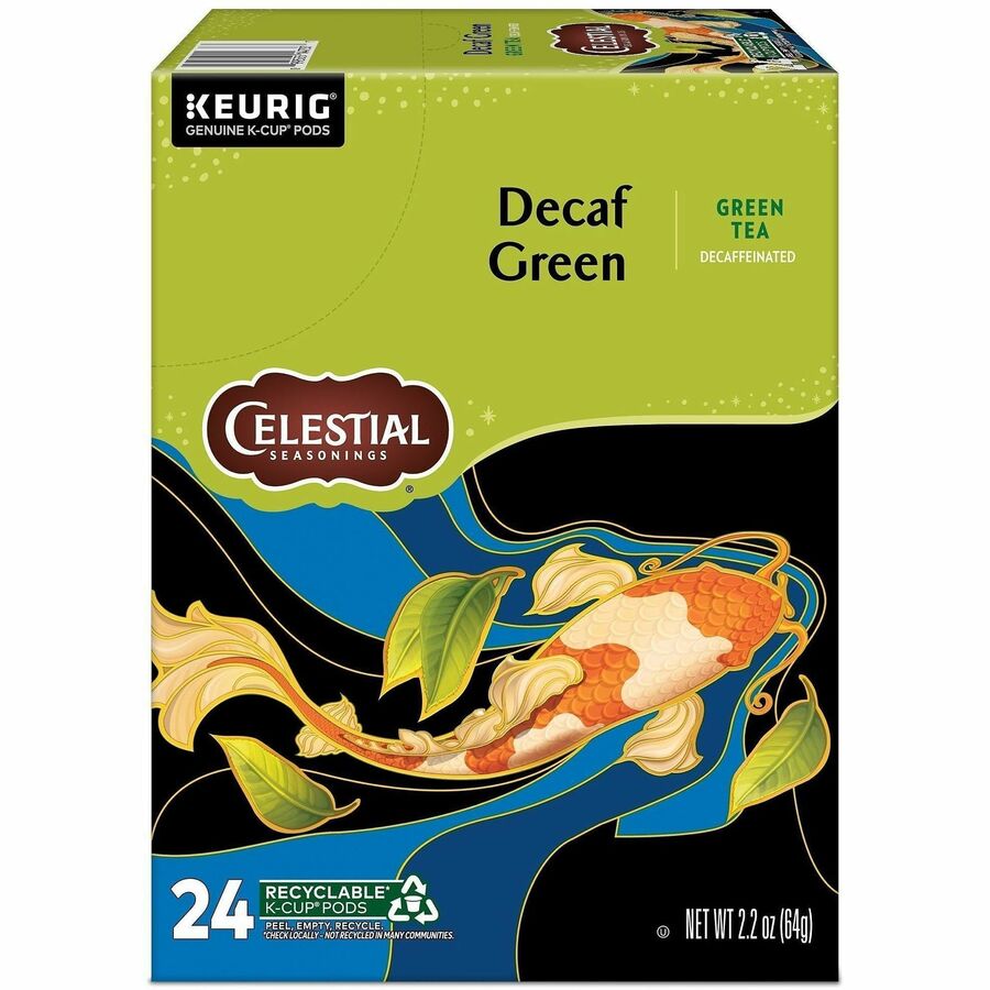 Celestial Seasonings® Decaf Green Tea K-Cup - Compatible with Keurig Brewer - 24 / Box