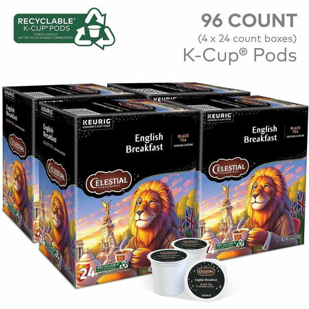 Celestial Seasonings® English Breakfast Black Tea K-Cup - Compatible with Keurig Brewer - 24/Box - 4 / Carton