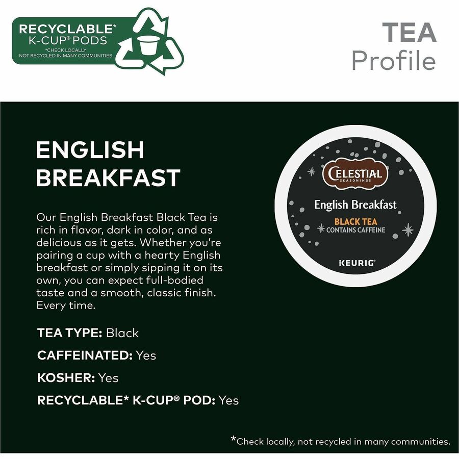 Celestial Seasonings® English Breakfast Black Tea K-Cup - Compatible with Keurig Brewer - 24 / Box