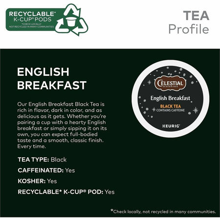 Celestial Seasonings® English Breakfast Black Tea K-Cup - Compatible with Keurig Brewer - 24 / Box