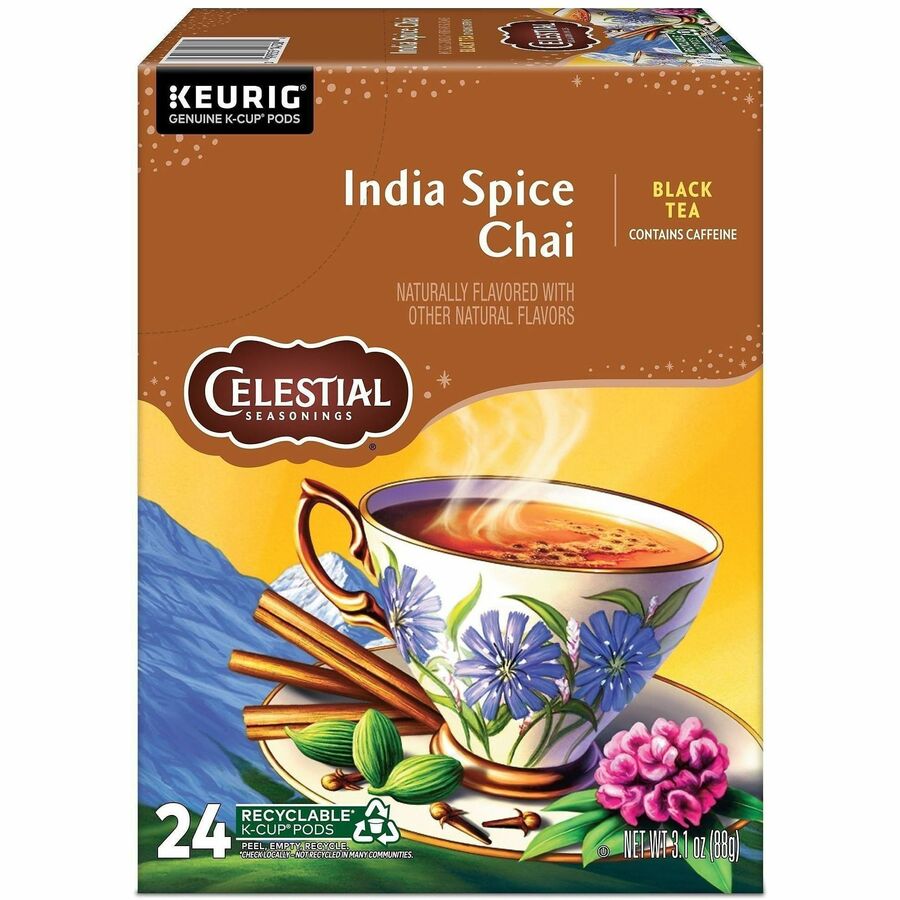 Celestial Seasonings® India Spice Chai - Compatible with Keurig Brewer - 24 / Box - Tea