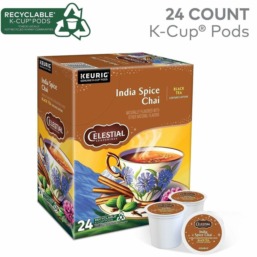 Celestial Seasonings® India Spice Chai - Compatible with Keurig Brewer - 24 / Box - Tea