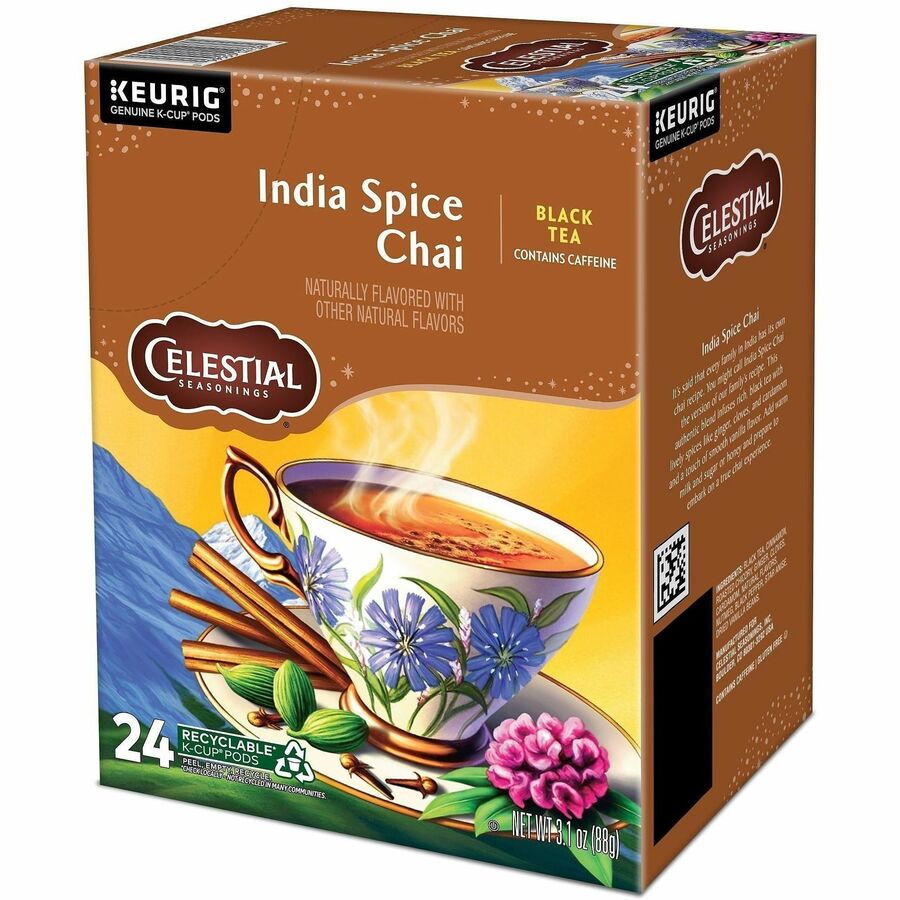 Celestial Seasonings® India Spice Chai - Compatible with Keurig Brewer - 24 / Box - Tea