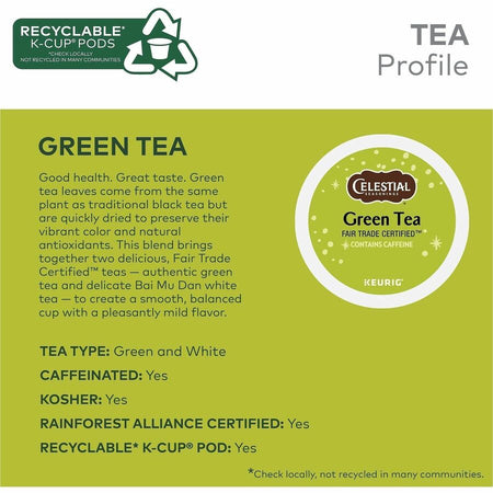 Celestial Seasonings® Natural Antioxidant Green Tea K-Cup - Compatible with Keurig Brewer - 24 / Box