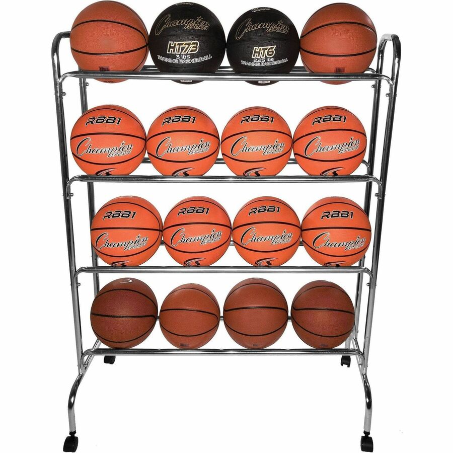Champion Sports 16 Ball Powder-Coated Ball Cart - Front