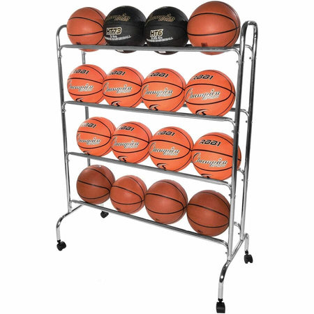 Champion Sports 16 Ball Powder-Coated Ball Cart - Left