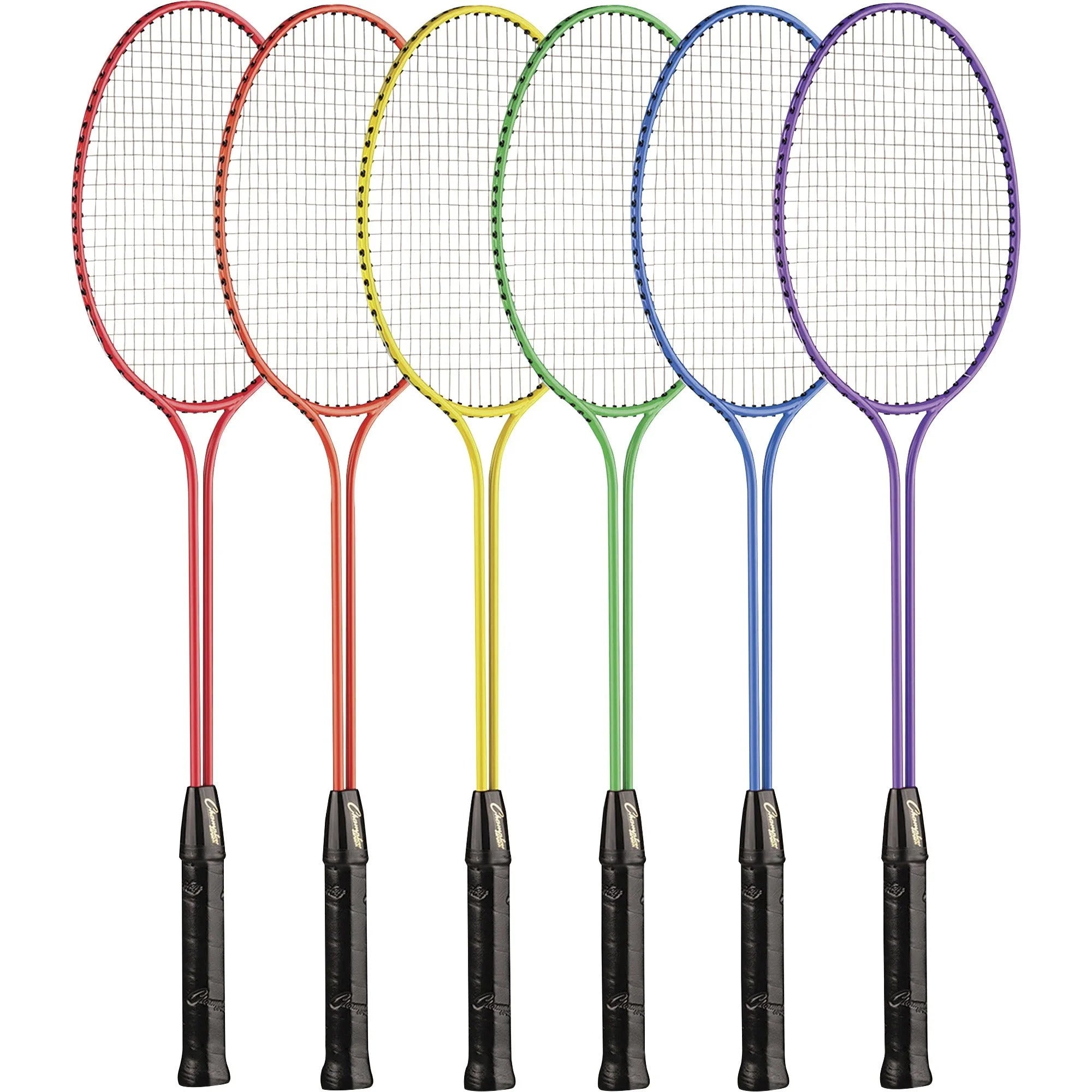 Champion Sports Badminton Racket Set: Tempered Steel Twin Shaft 6 Colors - Equipment