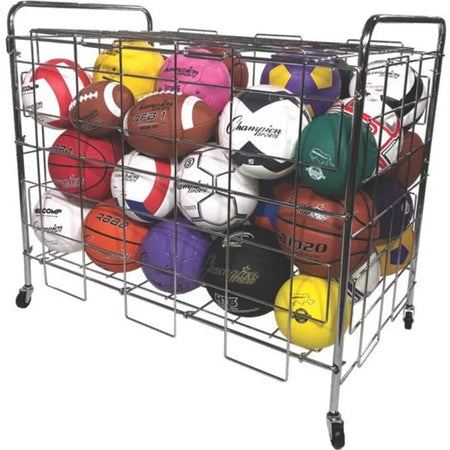 Champion Sports Ball Locker: Portable Lockable Steel Storage - 41’’x24’’x36’’ - Silver - Equipment