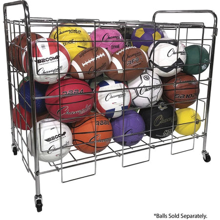 Champion Sports Ball Locker: Portable Lockable Steel Storage - 41’’x24’’x36’’ - Silver - Equipment