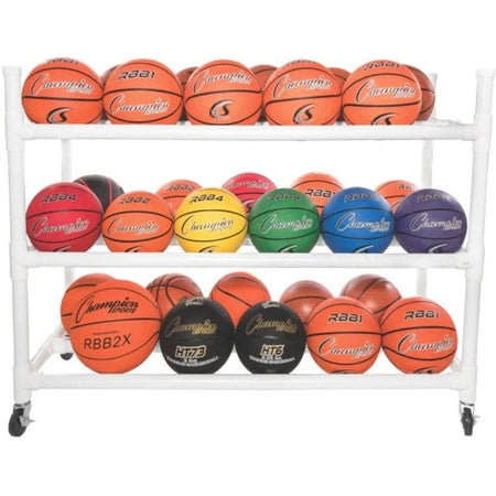 Champion Sports Basketball Cart: Heavy-Duty 4-Caster Plastic Cart - Equipment