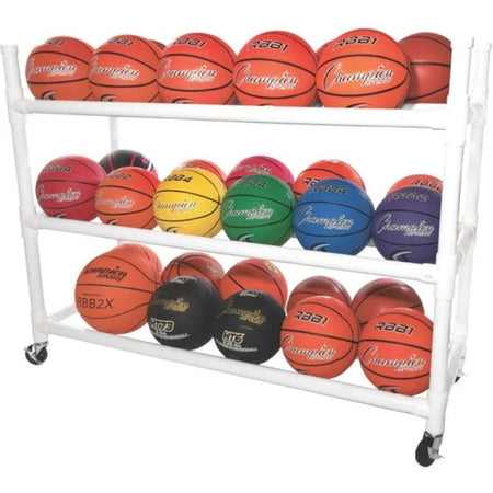 Champion Sports Basketball Cart: Heavy-Duty 4-Caster Plastic Cart - Equipment