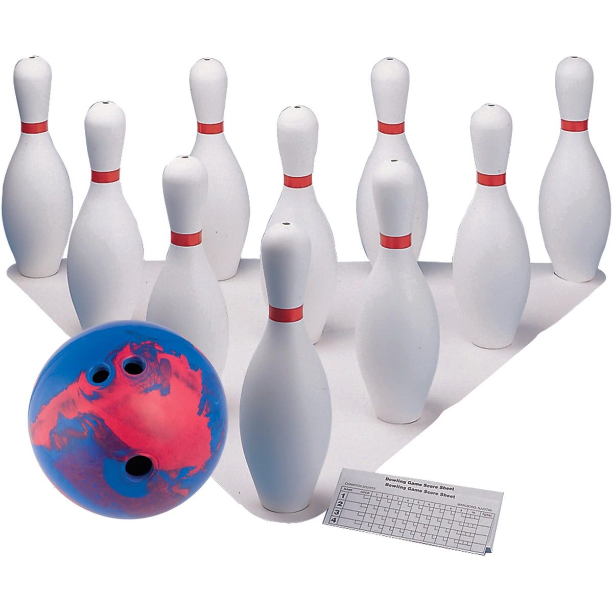 Champion Sports Bowling Ball & Pin Set - White - 10-Piece Kit - Equipment