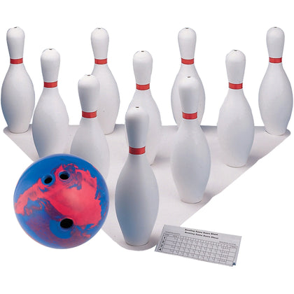 Champion Sports Bowling Ball & Pin Set - White - 10-Piece Kit - Equipment