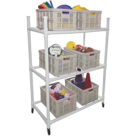 Champion Sports Carry-All Cart: Durable ABS Plastic 4 Casters - 44’’x28’’x61’’ White - Equipment