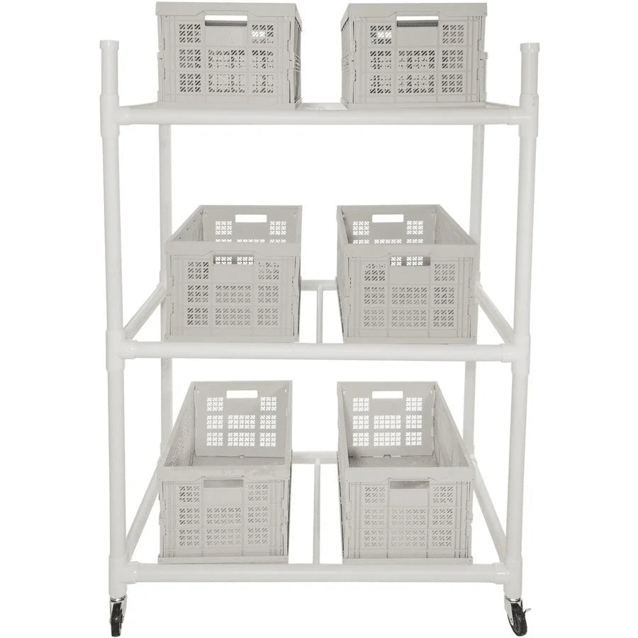 Champion Sports Carry-All Cart: Durable ABS Plastic 4 Casters - 44’’x28’’x61’’ White - Equipment