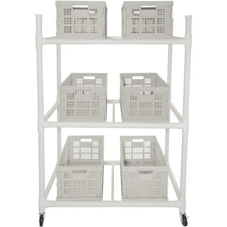 Champion Sports Carry-All Cart: Durable ABS Plastic 4 Casters - 44’’x28’’x61’’ White - Equipment