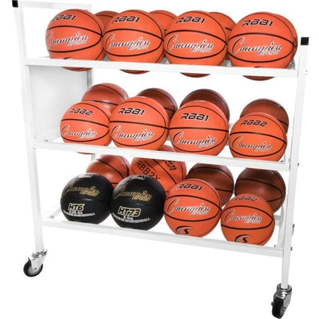 Champion Sports Double Wide Ball Cart: Tubular Steel 4 Casters - Equipment