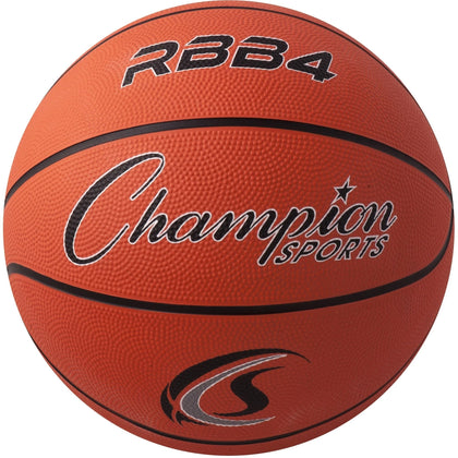Champion Sports Intermediate Rubber Basketball: Orange 28.50’’ - Durable Construction - Equipment