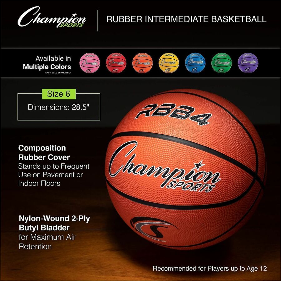 Champion Sports Intermediate Rubber Basketball Orange - Alternate-Image1