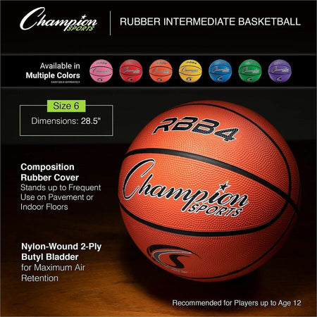 Champion Sports Intermediate Rubber Basketball Orange - Alternate-Image1