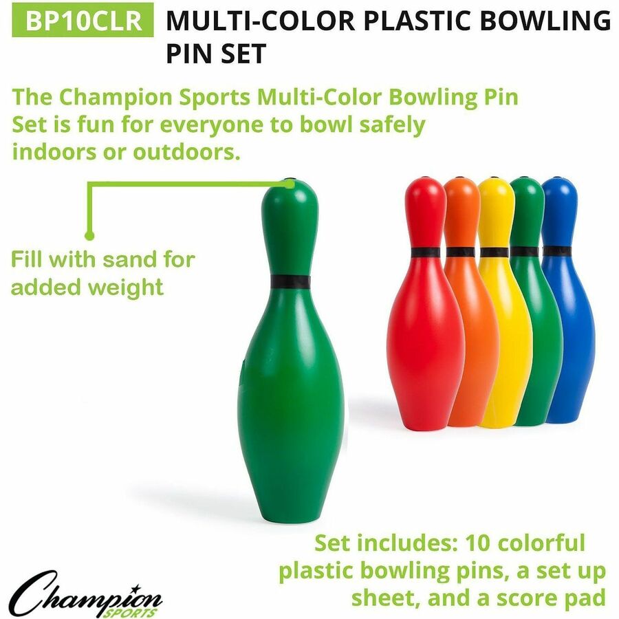 Champion Sports Multi-Color Plastic Bowling Pin Set - Alternate-Image2