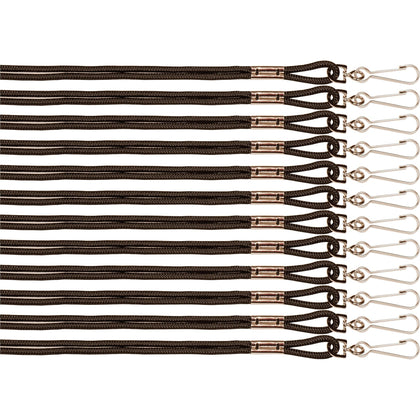 Champion Sports Nylon Lanyard - 10’’ Black - 12 Pack - ID Badges & Supplies