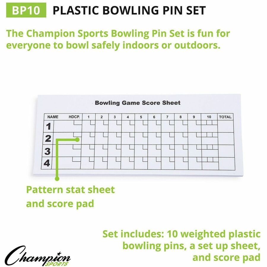 Champion Sports Plastic Bowling Pin Set - Alternate-Image1
