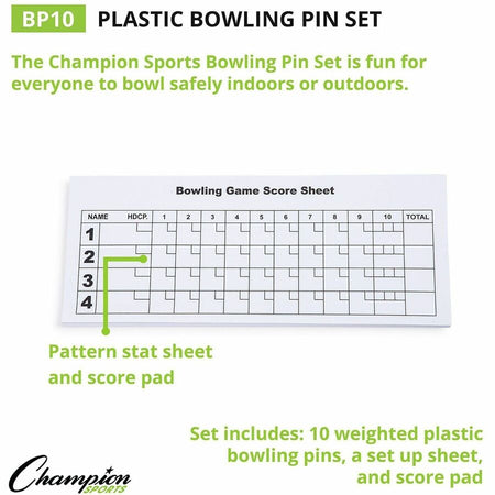 Champion Sports Plastic Bowling Pin Set - Alternate-Image1