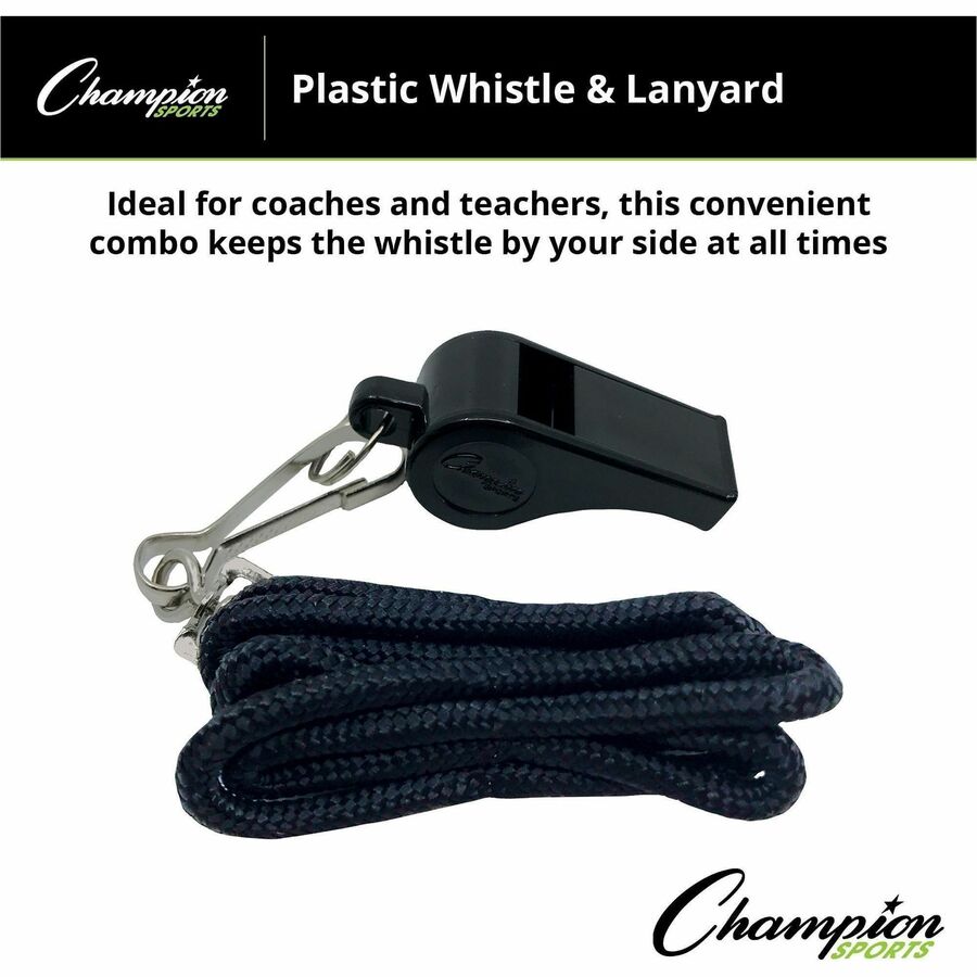 Champion Sports Plastic Whistle/Bulk Lanyard Pack - Alternate-Image2